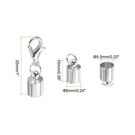 sourcing map Cord End Caps 5.5mm End Caps Barrel Beads (Silver) 10Pcs