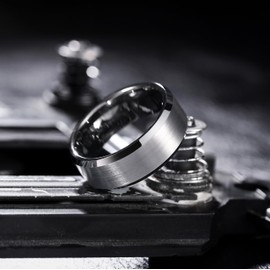 King Will Gunmetal Gray 8mm Basic Wedding Ring For Men with Brushed Matte Surface Beveled Polished Edge Comfort Fit Size 10