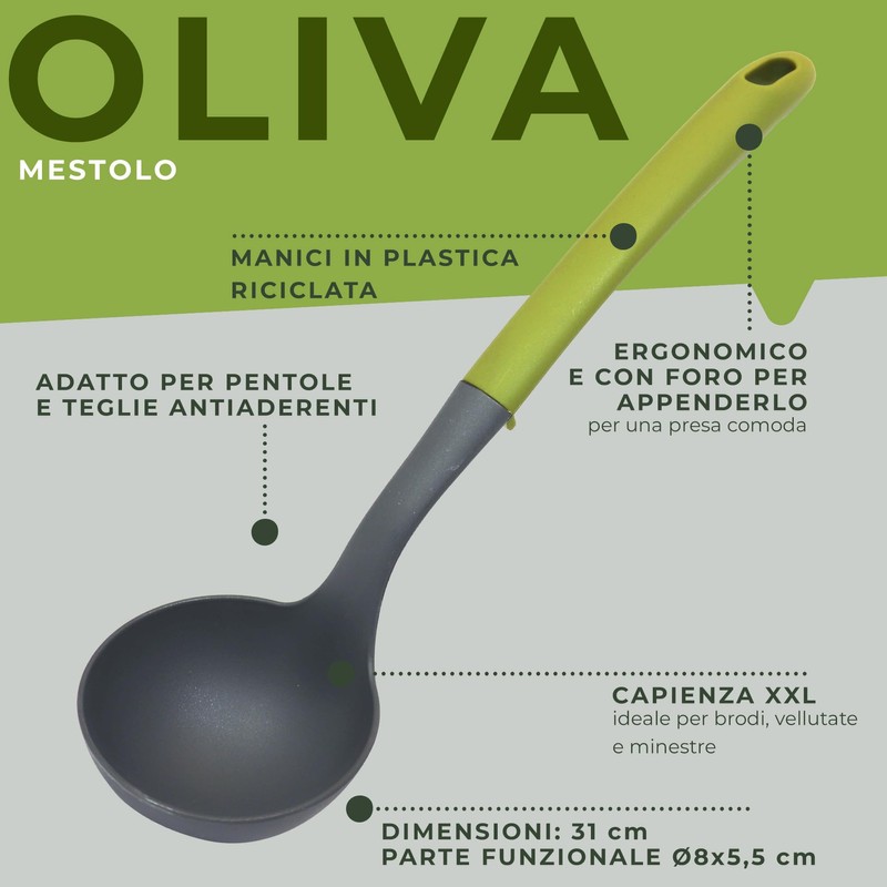 Fackelmann Mestolo da cucina con manico in plastica riciclata, materiale