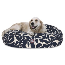 Navy Blue Plantation Large Round Indoor Outdoor Pet Dog Bed With Removable Washable Cover By Majestic Pet Products