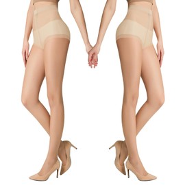 CosmoBlend 2PCS Women's Sheer Tights, 15D ultra-thin Rip Resistant Pantyhose Nude/black Indestructible stockings