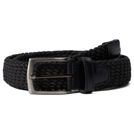 Johnston & Murphy Woven Stretch Knit Belt - Belt for Men - Woven design - Metal buckle - Textile construction Black Solid 44 One Size