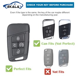 EKALA for Volkswagen Keychain Bling Gold White Key Fob Cover Soft TPU Full Protection Key Fob Case Fit for VW Tiguan Atlas Passat Jetta Golf Alltrack 4 Buttons Remote Smart Key Protector (R-Vlw-W)