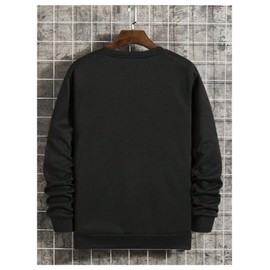 WDIRARA Men's Dragon Letter Graphic Print Sweatshirt Long Sleeve Round Neck Tops Casual Pullovers Black Cross Medium