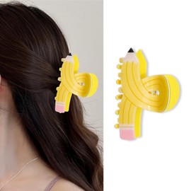 Teacher Hair Clips Teacher Hair Accessories for Women Yellow Pencil Hair Clip for Thick Thin Hair Pencil Hair Claw Clip for Back to School Cute Strong Hold Jaw Barrettes for First Day of School