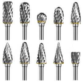 EASERIA Carbide Burr Set, Tungsten Carbide Rotary Cutter, Shaft Diameter 3 mm, for Wood Cutting, Drilling, Metal Polishing (Pack of 10)