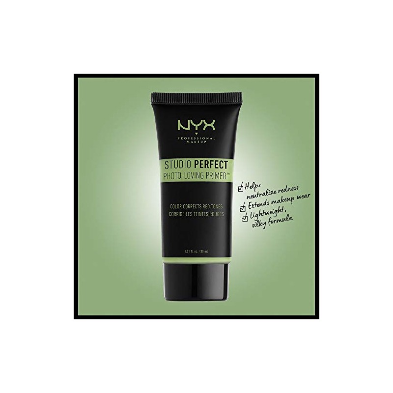 NYX Studio Perfect Primer, 1.01 onzas líquidas, Verde, Tamaño grande
