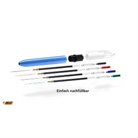 BIC 4 Colours Ballpoint Pen Refills Black 4 Colours Pack of 50 Indelible Ink Line Width 0.4 mm