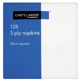 Chefs Larder 125 3 Ply Napkins 40cm Square White