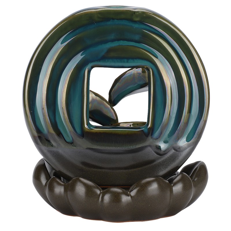 Backflow Incense Burner Waterfall Lotus Base Ceramic Holder Aromatherapy Ornament