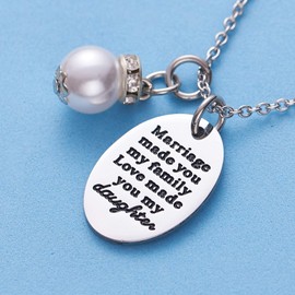 LParkin Gift for Daughter in Law Necklace Marriage Made You My Family Love Made You My Daughter Necklaces Stepdaughter Gifts