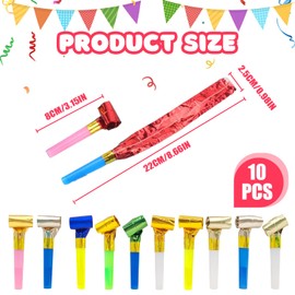 Yeefunjoy 10 PCS Party Blowers, Party Whistles Blowers For Kids, Colourful & Fun Party Whistles Blowouts, For Party Bag Toys Fillers Birthdays Weddings Celebrations Anniversary Decoration Gifts