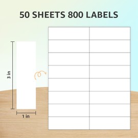 MaxGear 800PCS Removable Labels, 1”x3” Labels for Home Packing Box and Storage Bins, Water/Oil/Tear Resistants No Residue, Matte White Paper Sheets, Permanent Strong Adhesive, Dries Quickly