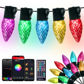 Minetom C9 LED Christmas Lights Outdoor, 150 LED RGB Smart Christmas Tree Lights with Music Sync APP Controlled, Waterproof Connectable C9 String Lights for Indoor House Party Patio Garden Decor