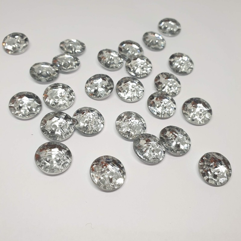 MajorCrafts® 40pcs 15mm Crystal Clear Faceted Acrylic 2 hole Sewing