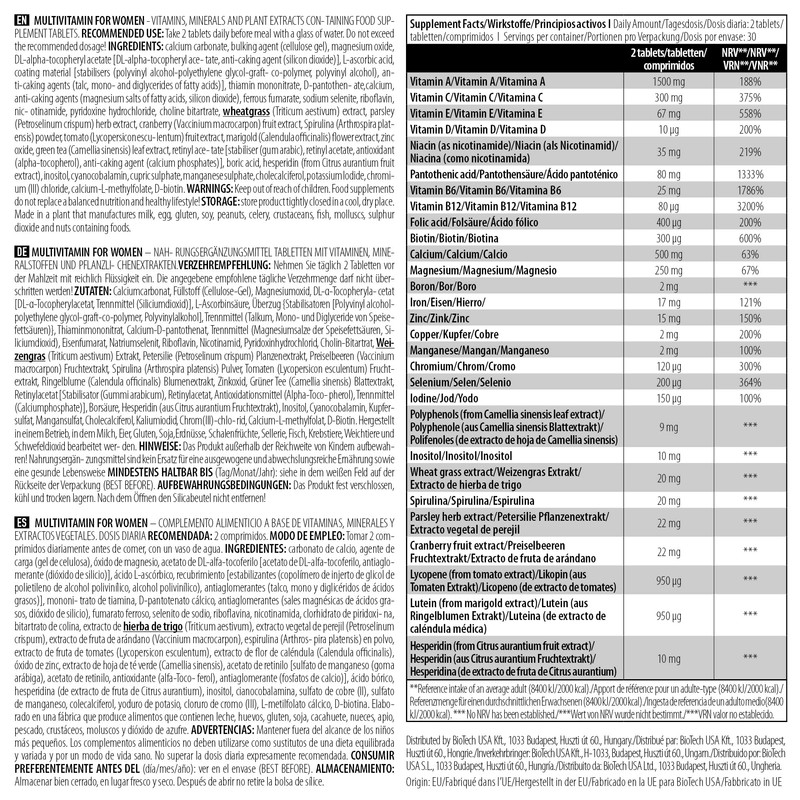 BioTechUSA Multivitamin For Women | 12 Vitamine + 11 Mineralien