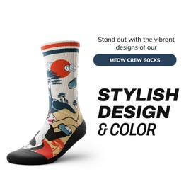 Outway Crew Socks for Men & Women, Breathable Comfort, Moisture-Wicking Athletic Calf Sock with Arch Support, Durable Polyester & Spandex Blend, Colorful Design, Size M/L