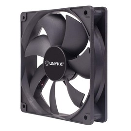 Unykach 120mm Computer Fan, 51800, Black, 1200 RPM, 4 Pin, 7 Blades, Quiet, 25mm x 120mm x 120mm