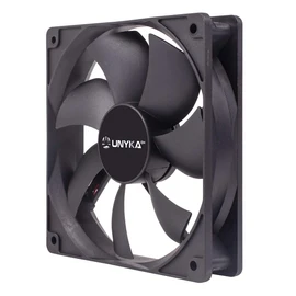 Unykach 120mm Computer Fan, 51800, Black, 1200 RPM, 4 Pin, 7 Blades, Quiet, 25mm x 120mm x 120mm