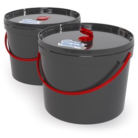 Germ-Away Stay-Clean Bucket Refillable Wet Wipe Dispenser with Handle, 11 Liter, Gray/Red Portable Dispenser to use with Hand Sanitizing Hand Wipes Refills, (Pack of 2 Empty Buckets)
