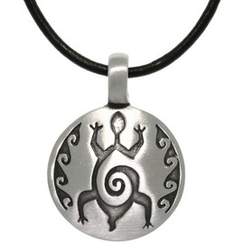 Jewelry Trends Pewter Tribal Spiral Design Turtle Unisex Pendant on 18 Inch Black Leather Necklace