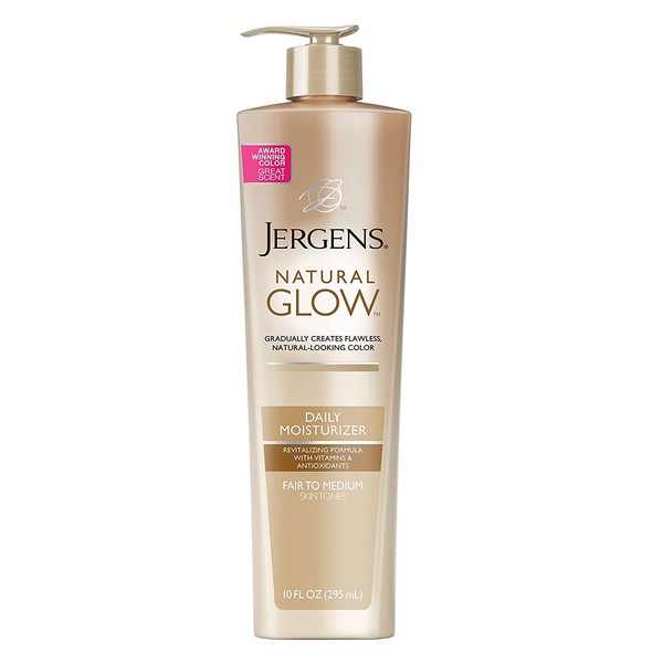 Jergens Natural Glow 3-Day Self Tanner for Fair to Medium Skin Tone, Sunless Tanning Daily Moisturizer, for Streak-free and Natural-Looking Color, 10 Ounce