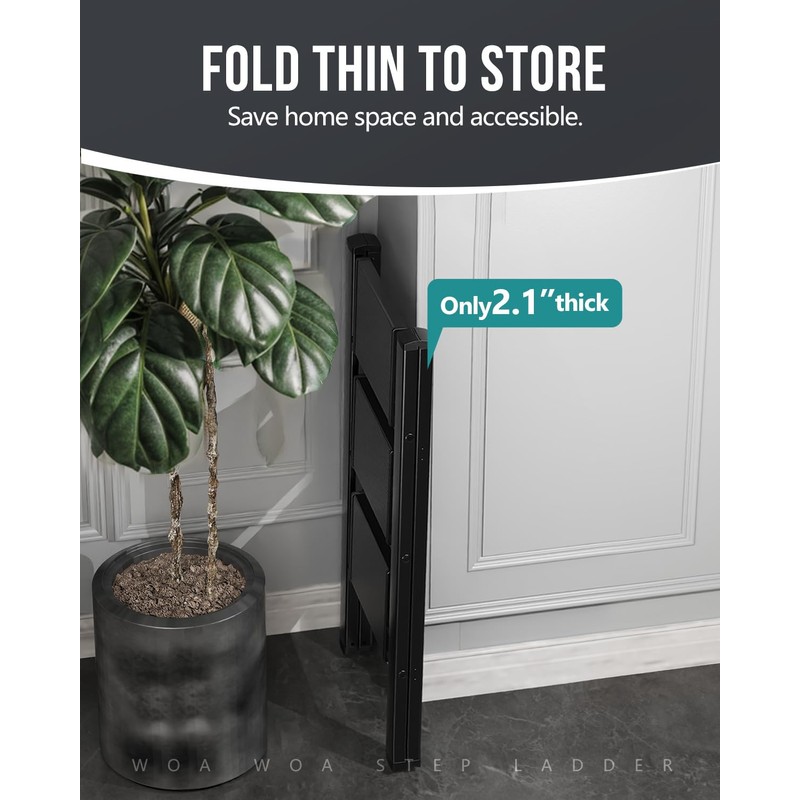 WOA WOA Step Ladder, Portable Lightweight Home Ladder, Folding Step