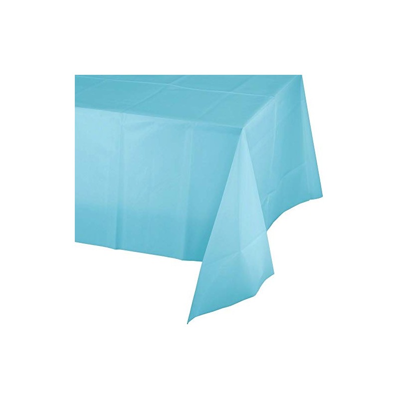 ROYAL7 3 Pack Light Blue, Rectangle Disposable Plastic Tablecloth for