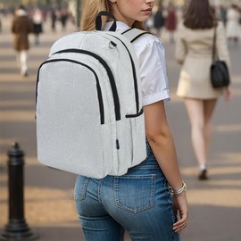 NGIL Glitter Performance Large Canvas Sports Backpack, Dance Backpack, Gymnastics, Cheerleader Essential Backpacks (Glitter-Silver)