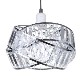 Chi-buy Modern Shiny Ceiling Lamp Shade Modern Polished Chrome and Acrylic Transparent Beads Interwoven Ring Shade Accessories Plastic/Metal Frame Pendant Light Shade (Cromi)