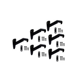 QCAA Heavy Duty Handrail Stair Brackets, Zinc Die Cast, Matte Black, 6 Pack, Made in Taiwan