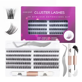 OP01 Eyelash Extensions 120 Tufts DIY Lash Extension Set Individual Eyelashes with Eyelash Glue and Tweezers for Beginners Eyelash Extension at Home Individual Lashes 10-16 mm C/D Curl