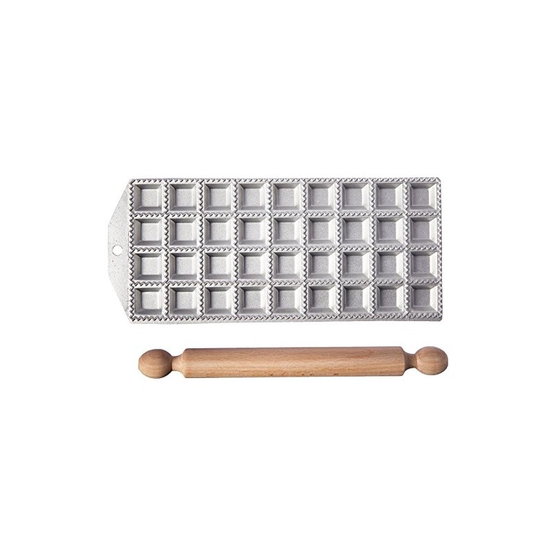 Eppicotispai 36 Holes Aluminum Square Ravioli Maker with Rolling Pin
