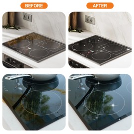 Meuvcol Glass Stove Top Cleaner Kit, 12 Oz Glass Cooktop Cleaner Non-Abrasive, Stove Oven Cleaner & Polish For Ceramic, Electric, Induction, Flat Top Stovetop, Gas - With Scrubbing Pad, Scraper, Cloth