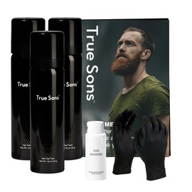 True Sons Hair Dye Foam for Men - Natural Look - Effortless, Multi-Use Dye Kit with Instant Color Booster Applicator, Ammonia-Free Formula, Simpler Hair Dye (3 Bottles, Dark Brown)