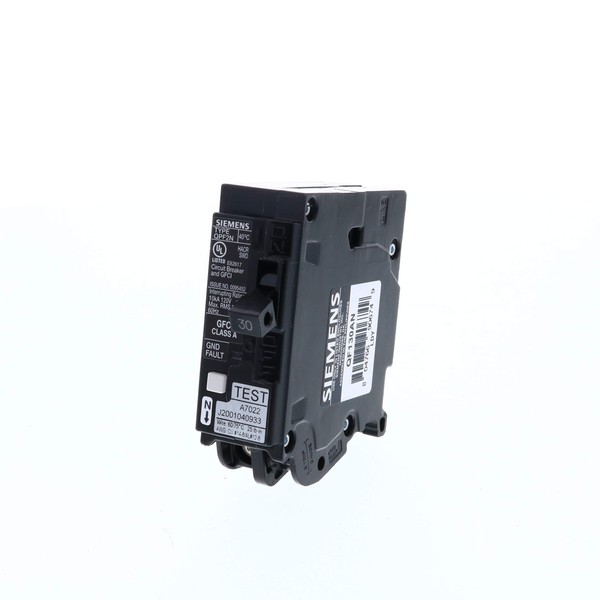 Siemens QF130AN 30 Amp 1-Pole GFCI Plug-On Neutral Circuit Breaker, Black
