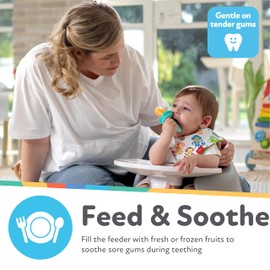 Nuby Silicone Nibbler Feeder for Kids - Soft Baby Feeding and Teething Toy - 10+ Months - Aqua Hedgehog
