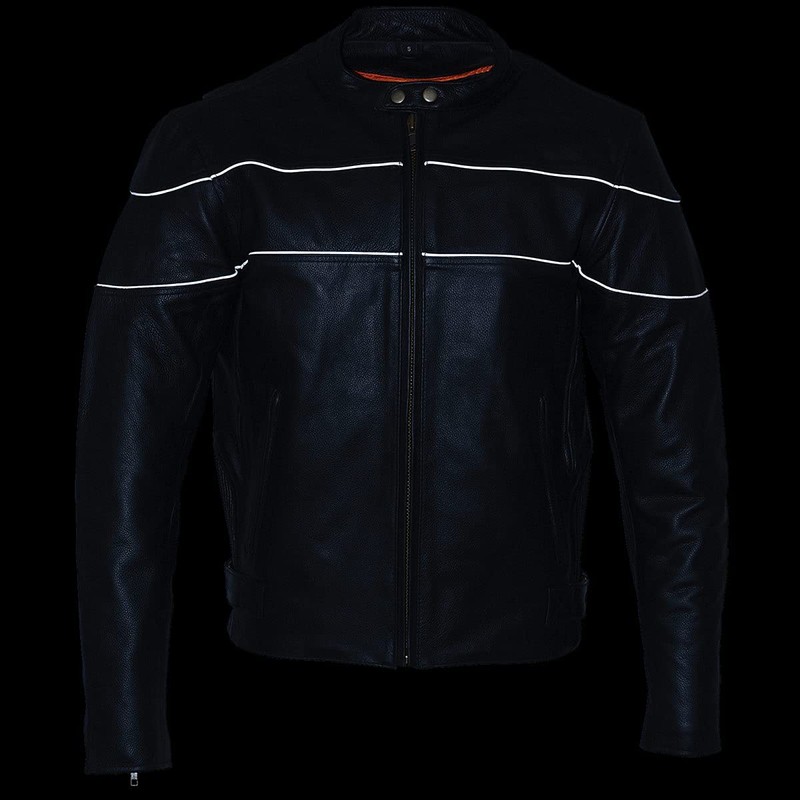 Milwaukee Leather SH1785 Men's Black Leather Scooter Style Motorcycle Jacket