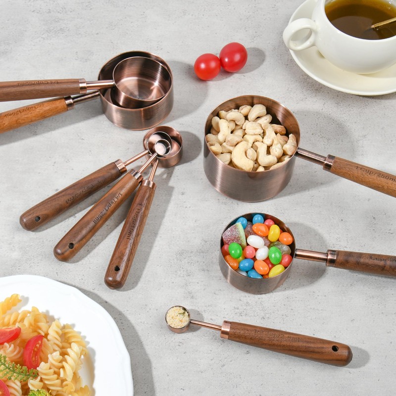 Smithcraft Copper Measuring Cups & Spoons Set 8, Stainless Steel