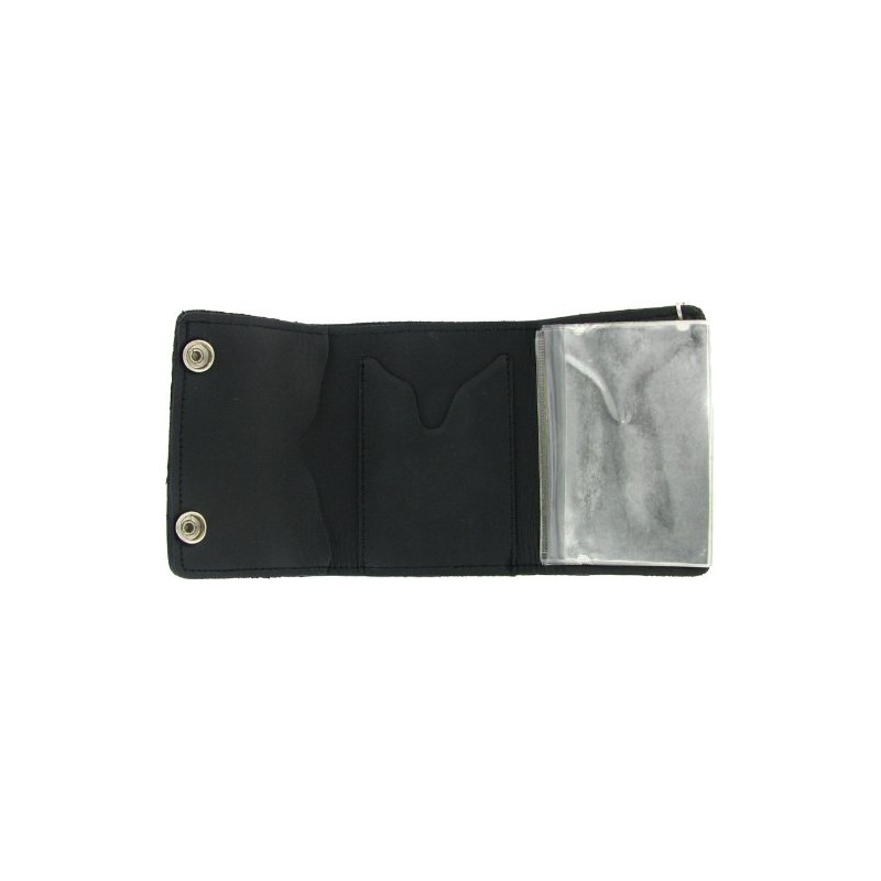 Geronimo BW1017 Black Tri-Fold Leather Wallet with Silver Snaps