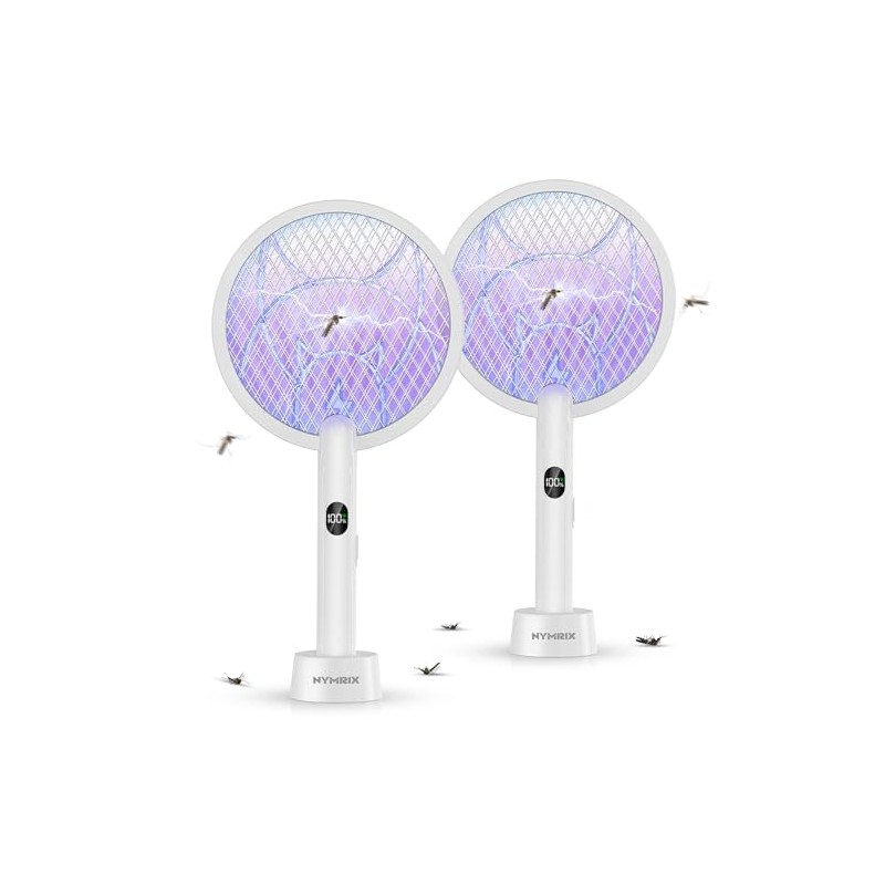Nymrix Electric Fly Swatter Racket,2 in 1 Mosquito Bug Zapper
