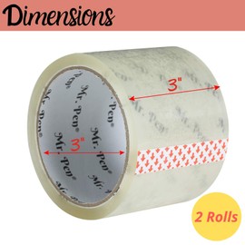 Mr. Pen- 3 inch Packing Tape, 2 Pack, Wide Tape, 45 Yards, 1.9mil, No Smell, 3 inch Tape, Shipping Tape, Packaging Tape, Packing Tape Rolls, Clear Packing Tape, Moving Tape, Packing Tape Refill