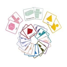 Magnetic 3D Shapes & Nets Flash Cards 3"x3", Geometry Math Manipulatives, Educational Aids for Classroom and Home Use
