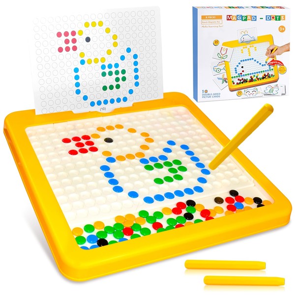BAKAM Magnetic Dots Board for Kids, Magnetic Drawing Board Dot Art for Kids Ages 4-8, Car Airplane Activities for Kids Road Trip Games, Travel Toys for Toddlers Ages 3-5
