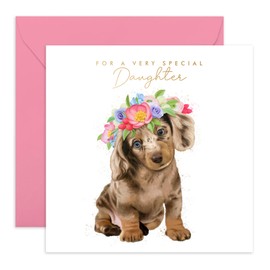 Central 23 - Cute Birthday Cards for Daughter - 'For A Very Special Daughter' - Sweet Daughter Birthday Cards - Fun Birthday Cards for Women - Dog Birthday Card - Comes with Fun Stickers