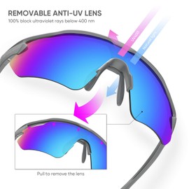 Snowledge Cycling Glasses with 5 Interchangeable Lens UV 400 Protection Polarised Sports Sunglasses for Men Women Running Climbing Fishing Driving Golfing