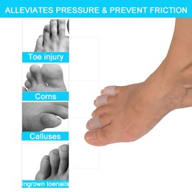 Toe Protectors, Toe Caps & Toe Sleeves for Corns, Calluses, Blisters, Ingrown Toenails & Toe Irritations, Gel Pinky Toe Covers for Men & Women (5 Pairs)