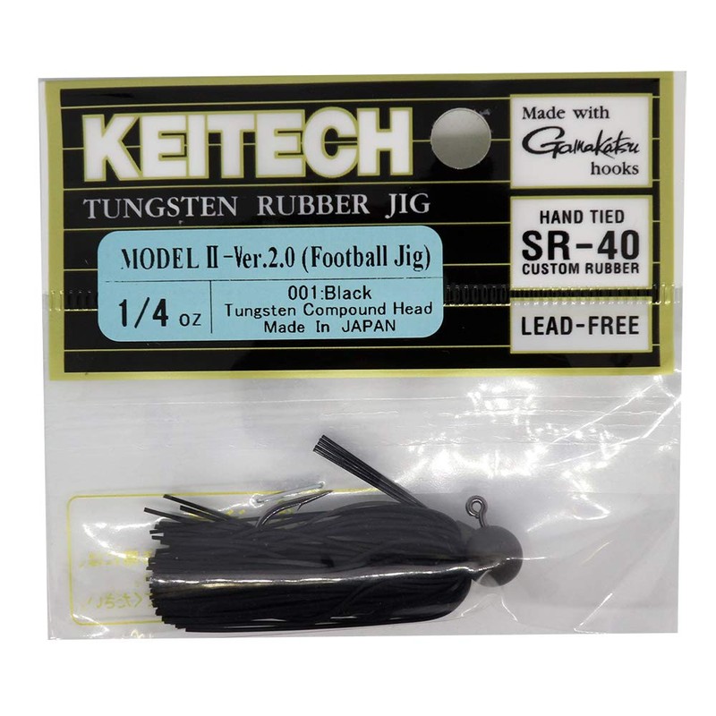 ケイテック(Keitech) タングステンラバージグ モデル2 フットボールジグ Ver.2.0 1/4oz #001 ブラック