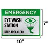 Emergency Eye Wash Station Decal Sign 3-pack - 10" x
