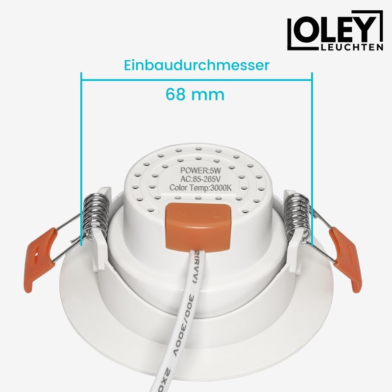 Oley Leuchten® NUVA LED Recessed Spotlight, 230 V, Flat Spotlight,